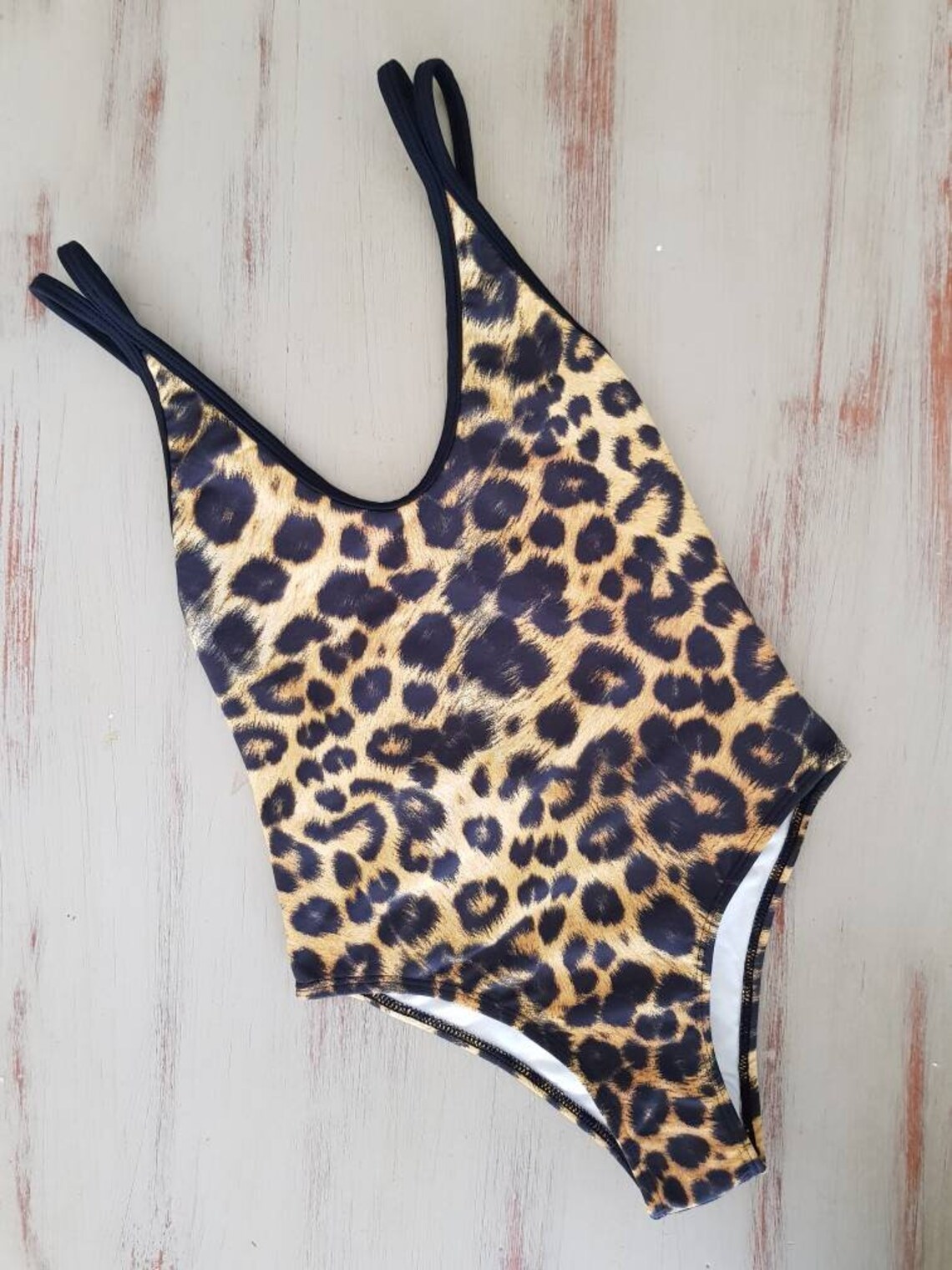 Leopard Print One Piece Swimwear/leopard High Cut One Piece Etsy Canada