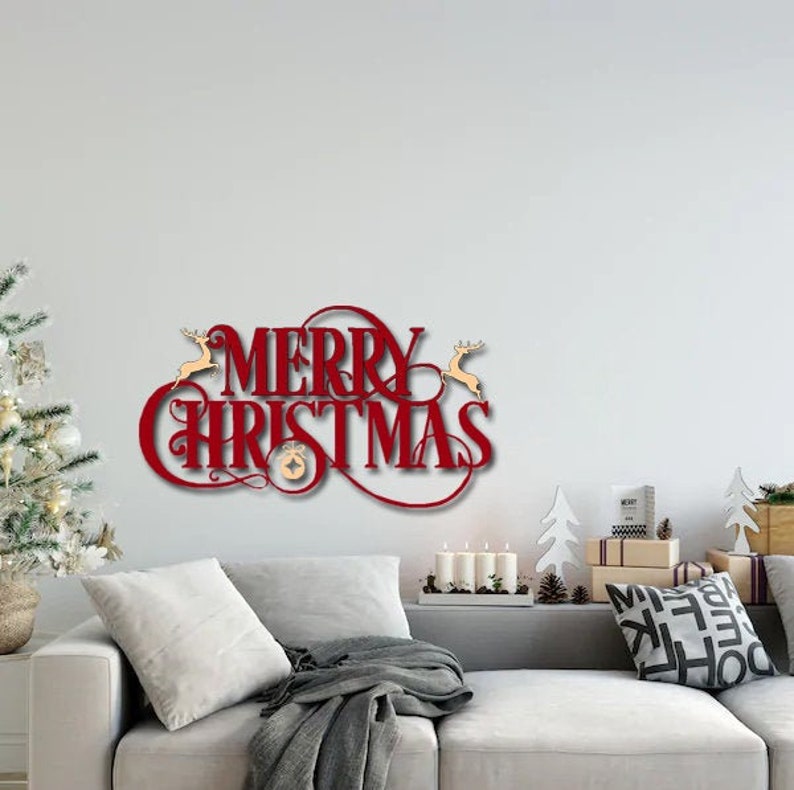 Merry Christmas Metal Wall Art Christmas decor Farmhouse Etsy