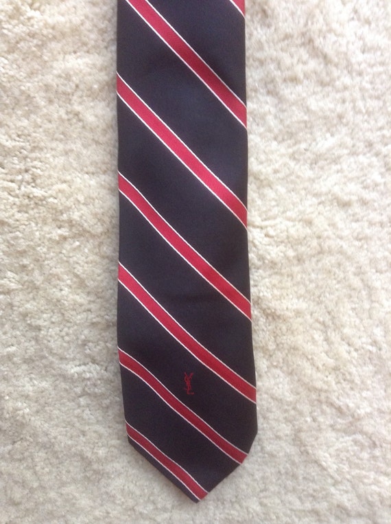 Black Stripe Haute Couture Designer Necktie / Yves Saint