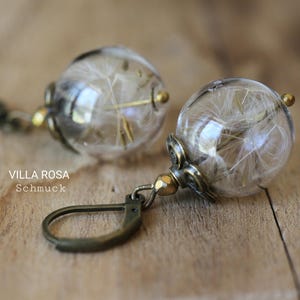 Pusteblumenohrringe Bronze floral Pusteblumen Glücksbringer federleicht Hochzeitsschmuck Brautschmuck Vintagehochzeit vintage  cottagecore