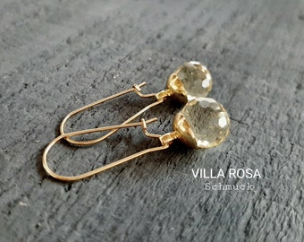 Golden earrings made of crystal glass champagne high quality faceted ladies earring birthday gift gift made of stainless steel gold plated