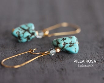 Turquoise gemstone earring stainless steel gold