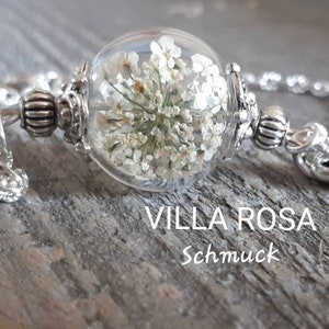 Bracelet en argent bijoux naturels véritables en fleurs d'aneth naturelles bijoux de fleurs bijoux de demoiselle d'honneur