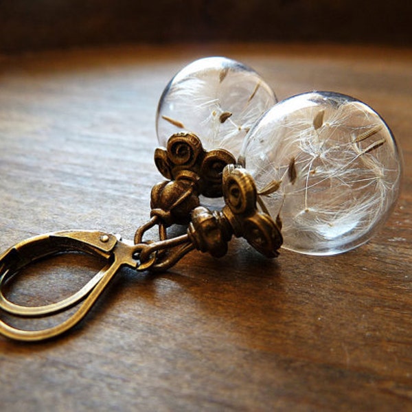 Dandelion Earrings With Geniune Dandelions