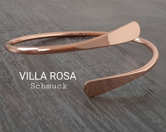 Armreif rosegold minimalistisch schlicht Messing plattiert rosé vergoldet Damenschmuck  Rosegoldschmuck