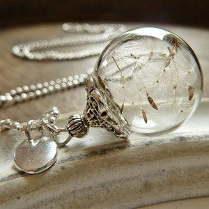 Dandelion Necklace Silver/ Wish Letter