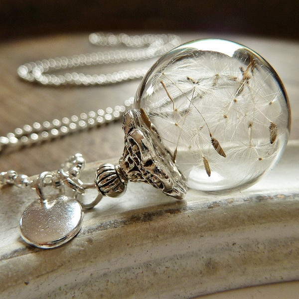 Dandelion Necklace Silver/ Wish Letter