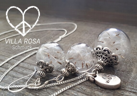 925 Sterling Silver Dandelion Necklace and Earrings Jewelry Set