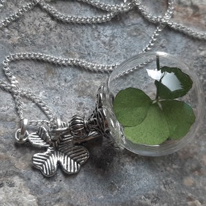 925 silver necklace 70 cm long clover chain ball clover lucky charm four- clover leaf necklace Lucky charm glass ball jewelry luck