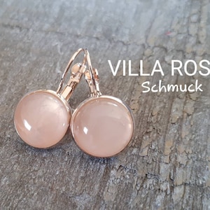 Rose gold rose quartz earrings 12 mm very delicate & fine rose gold jewelry gift birthday gift gemstone jewelry gemstones