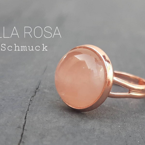 ROSENQUARZ Edelstein Fingerring rosegold Messing Edelsteinschmuck Rosegoldschmuck