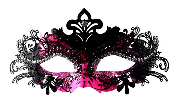 White Space Filigree Masquerade Mask With Clear Rhinestones