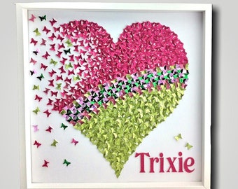 Butterflies Heart  Pink and Green Butterflies Heart - As seen on TV - Modern Room Kids Decor