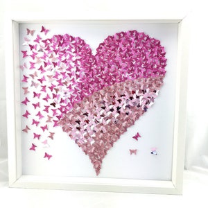 Shades of Pink Butterflies Heart- 3D Paper Butterflies