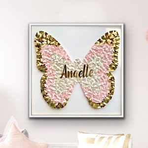 Personalized Paper Butterfly Wall Art: Pink & Gold Nursery Decor