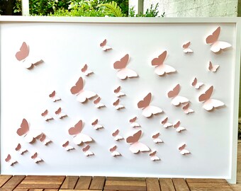 3D Butterfly Wall Art Set: Framed Paper Butterflies (15.7x19.8 inch)