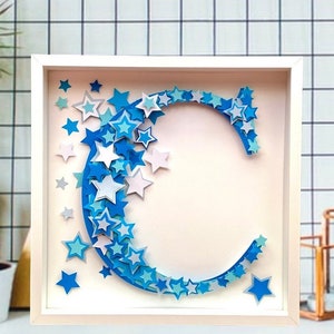 Inicial do nome do berçário | Decoração de parede com letra C | Arte de letra de estrela com monograma | Arte de parede com letra do alfabeto com nome personalizado para berçário