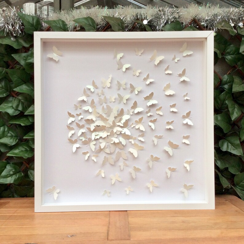 3D Paper Butterfly Wall Art: White on White Collage - Etsy