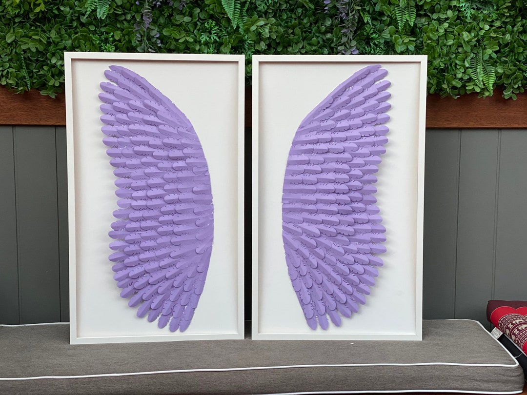 Grandi ali d'angelo viola / ali piumate di carta viola chiaro Nursery Wall  Decor -  Italia