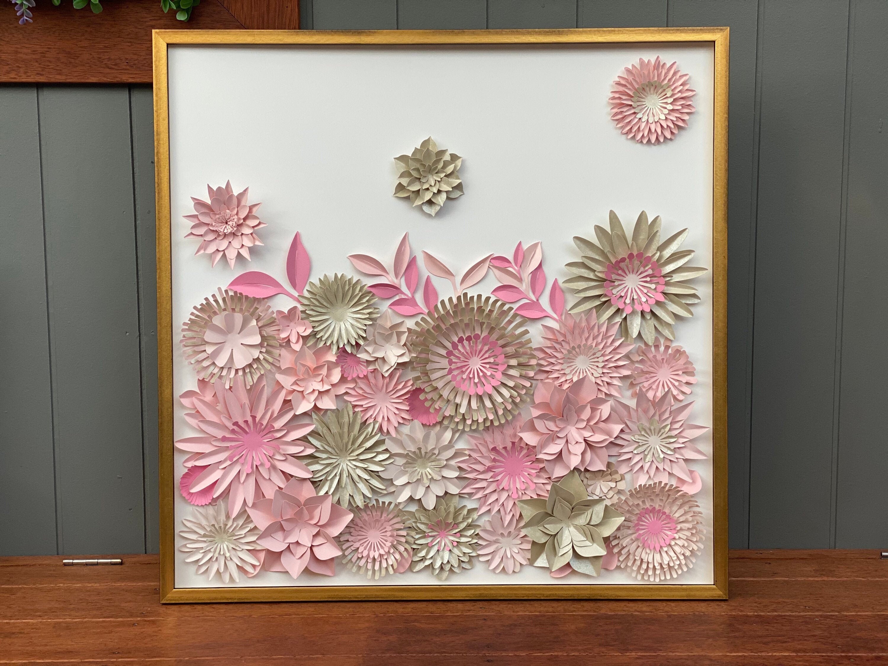 3D Paper flowers shadowBox personalised shadow box wedding Etsy