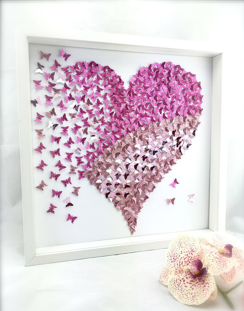 Shades of Pink Butterflies Heart 3D Paper Butterflies image 5