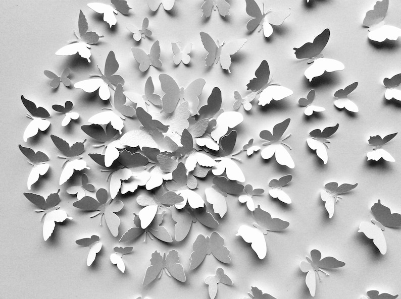 3D Paper Butterfly Wall Art: White on White Collage - Etsy