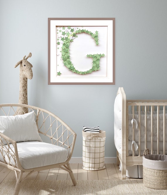 Nursery Name Initial Letter G Wall Decor Monogram Star Etsy Australia