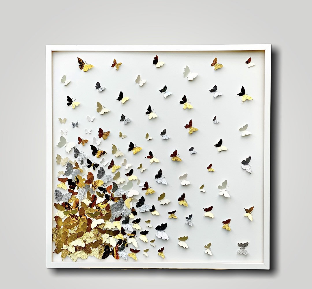 3D Gold Paper Butterfly Wall Art: Handmade Home Decor - Etsy