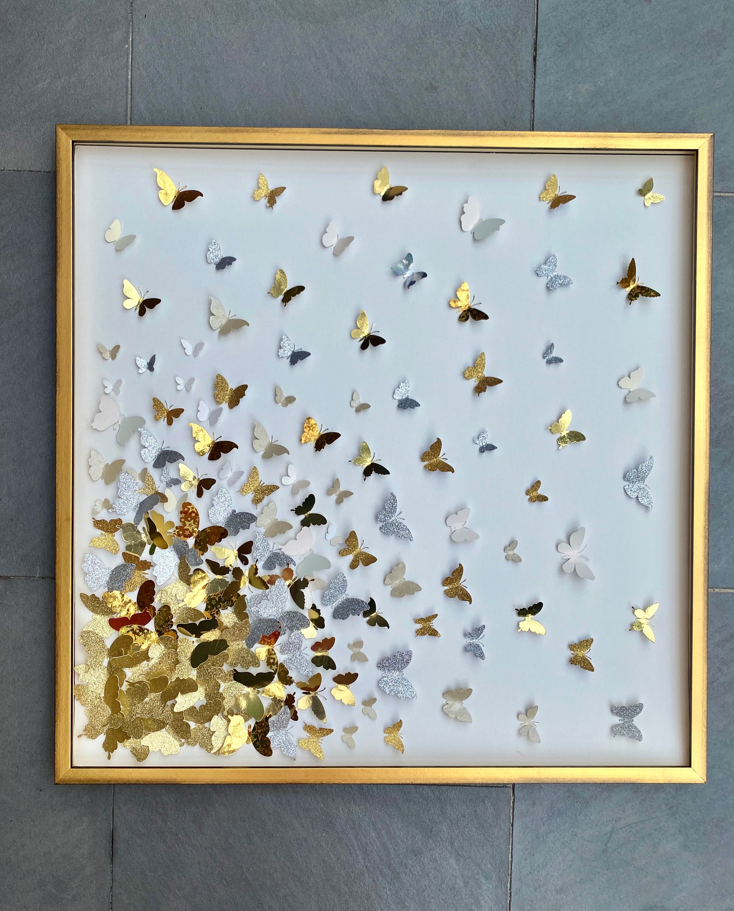 3D Gold Paper Butterfly Wall Art: Handmade Home Decor - Etsy