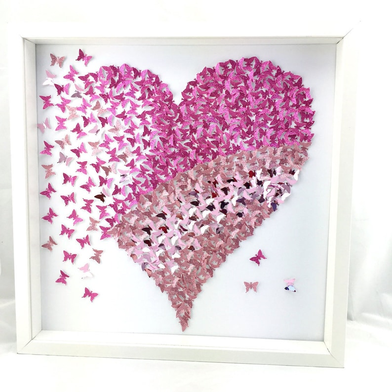 Shades of Pink Butterflies Heart 3D Paper Butterflies image 1