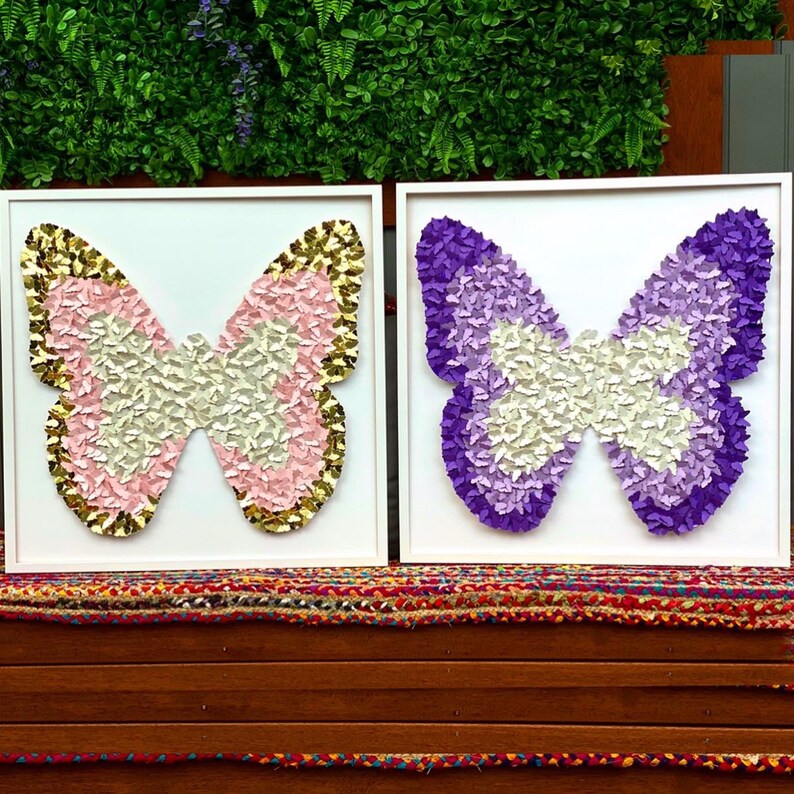 Pink Gold 3D Paper Butterfly Wall Art for Bedroom Etsy