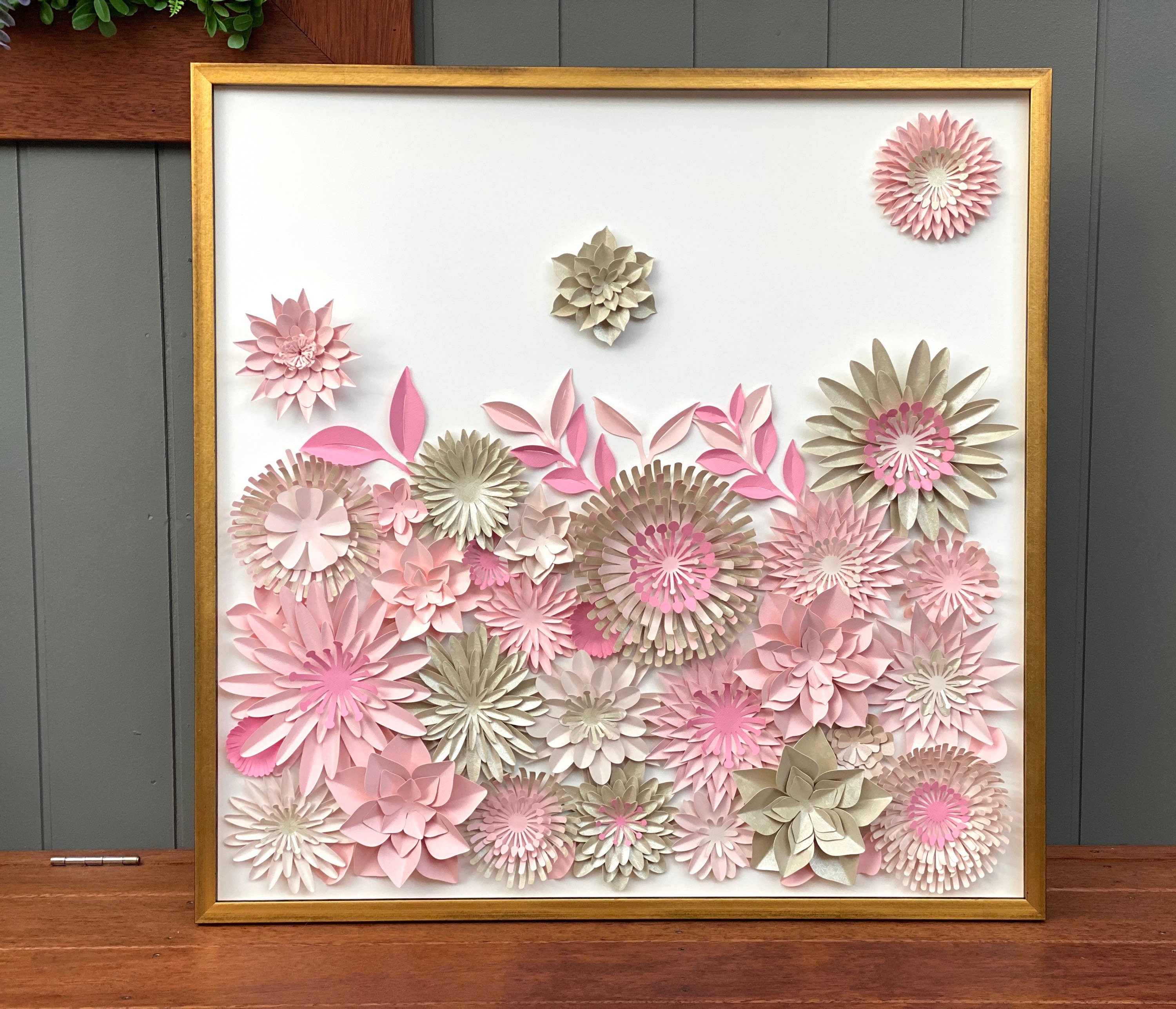 large 30 inch - Pink Beige Flowers Collage 3D Modern Wall ... on Large Wall Sconces 30 Inches And More id=42118