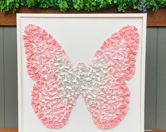 Ombré Pink 3D Paper Butterfly Wall Art: Modern Nursery Decor (30 Inch)