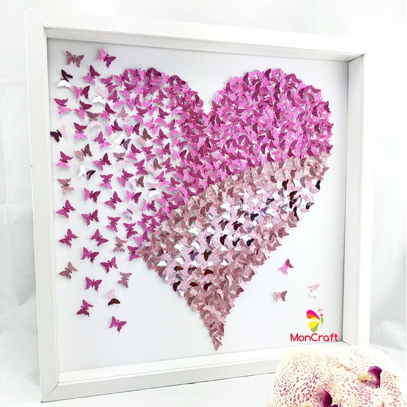 Shades of Pink Butterflies Heart 3D Paper Butterflies image 4