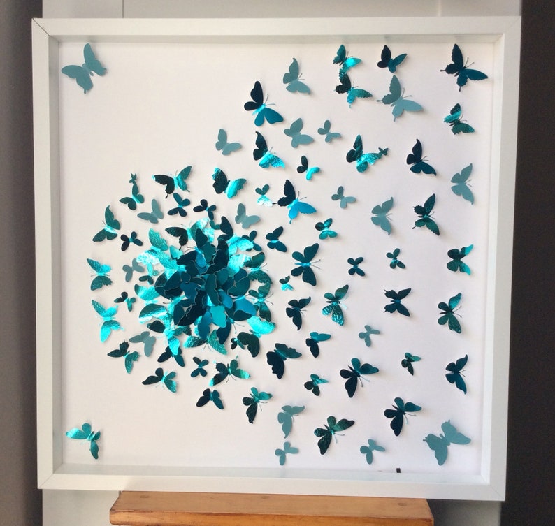 Butterflies Splash Teal butterfly wall art decor | Etsy