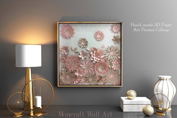 Fleur en papier, décor moderne Art mural, art mural salon ... Fleur en papier, décor moderne Art mural, art mural salon ...