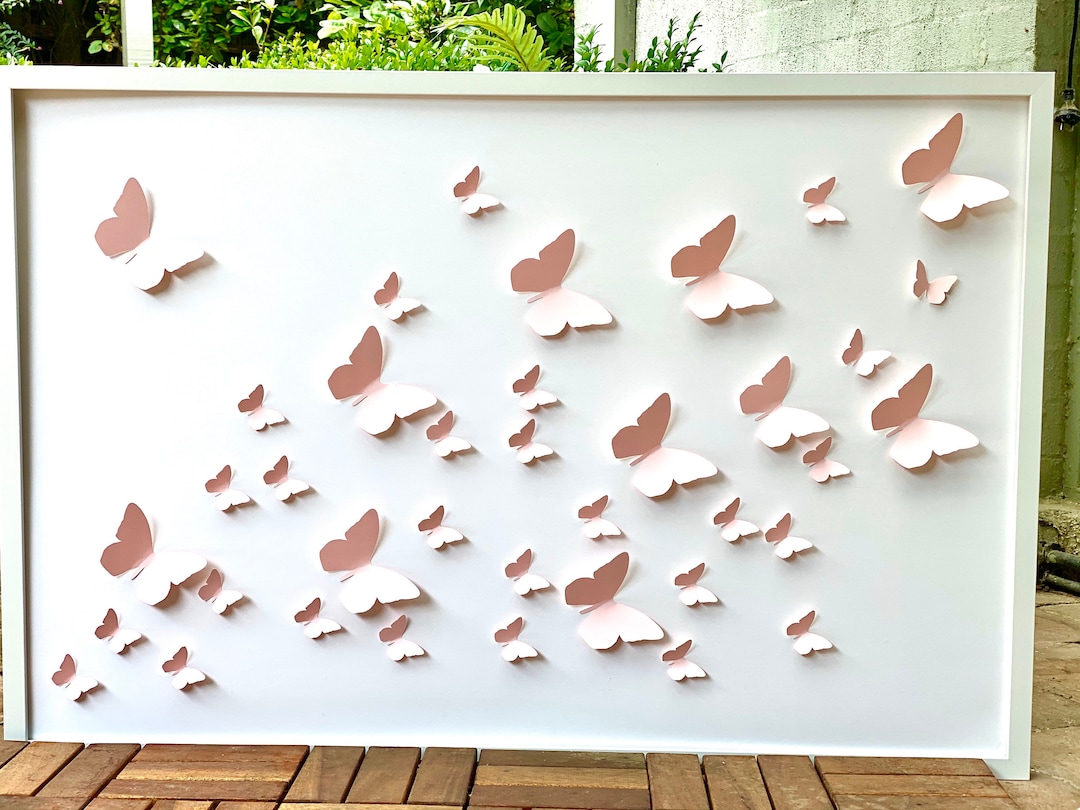 3D Butterfly Wall Art Set: Framed Paper Butterflies (15.7x19.8 Inch) - Etsy
