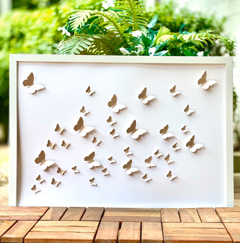 3D Butterfly Wall Art Set: Framed Paper Butterflies (15.7x19.8 Inch) - Etsy