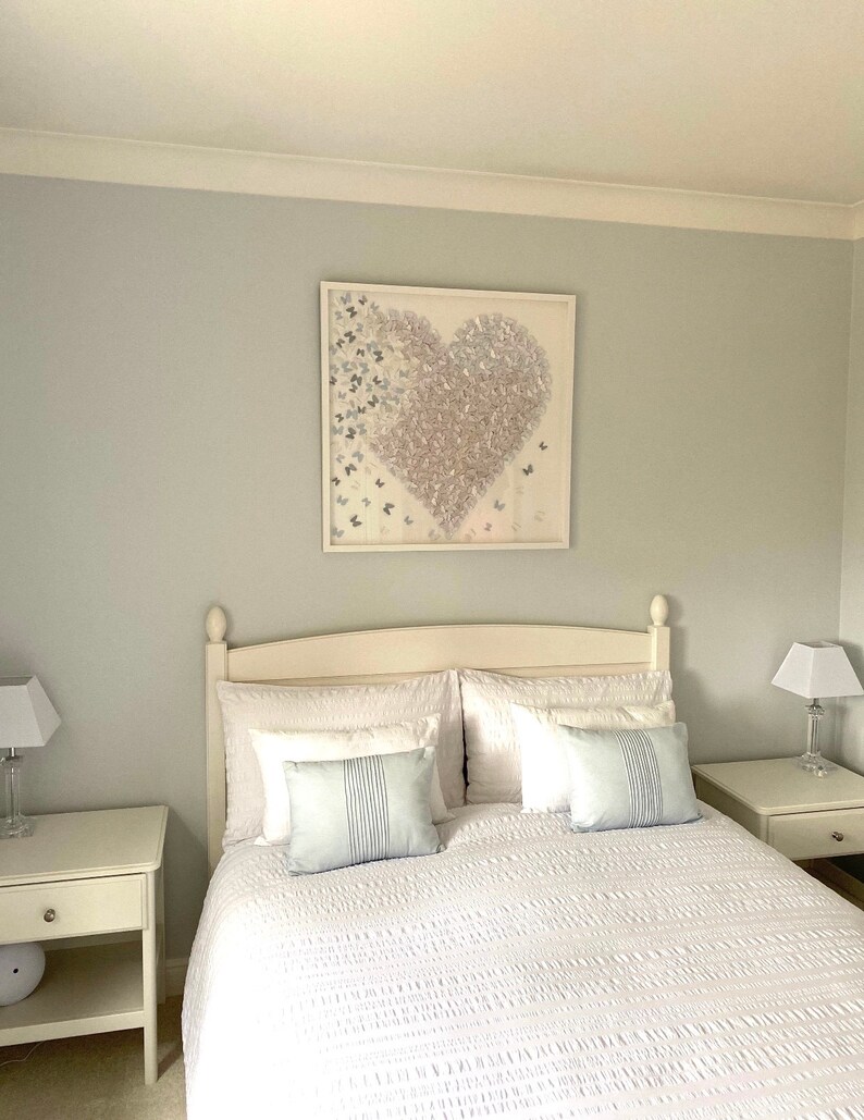 White on white with hint of blue Butterflies Heart Etsy