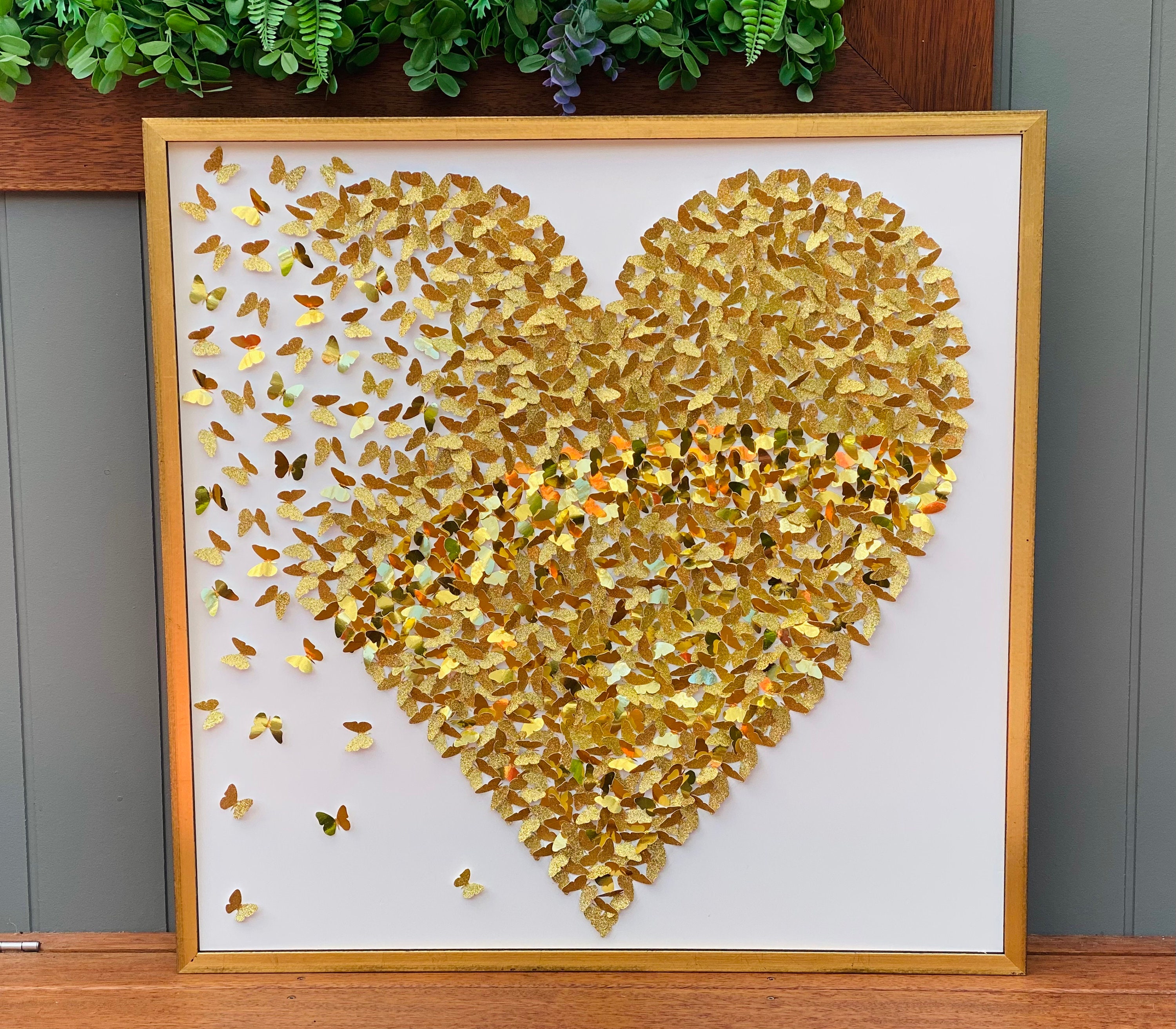 Gold Butterflies Splash Design Collage Wall Art Decor 