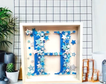 Nursery name initial |  Letter H Wall Decor  | Monogram Star Letter Art | personalised name Alphabet nursery letter wall art