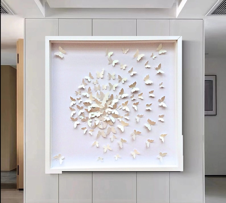 3D Paper Butterfly Wall Art: White on White Collage - Etsy