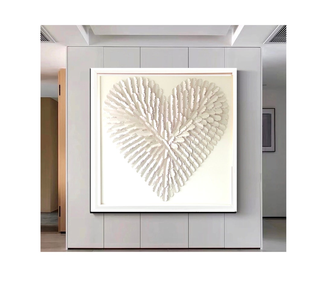 3D Paper Feather Heart Wall Art - Handmade Nursery Decor - Etsy