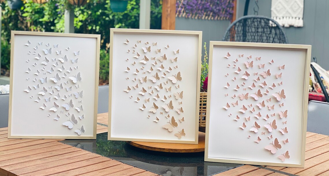 3D Butterfly Wall Art Set: Framed Paper Butterflies (15.7x19.8 Inch) - Etsy