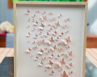 3D Butterfly Wall Art Set: Framed Paper Butterflies (15.7x19.8 inch)