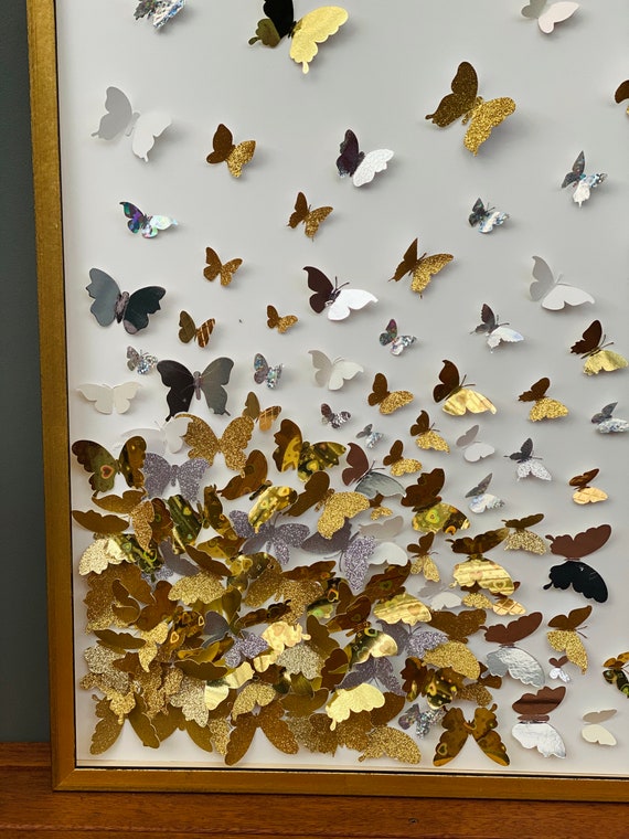 Home Decor 3D Gold Art Paper Butterfly Art 3D Wall Art . - Etsy