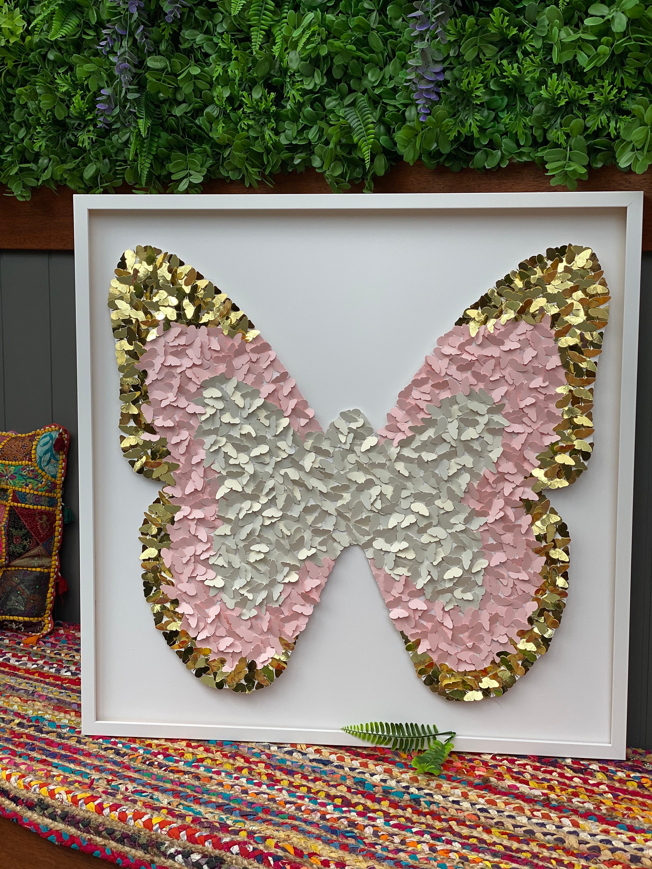 Pink Gold 3D Paper Butterfly Wall Art for bedroom | Etsy