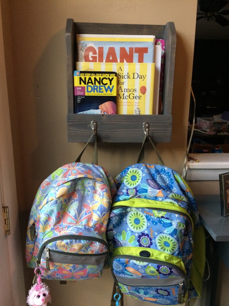 Backpack Wall Shelf / Entryway Organizer with two hooks Etsy