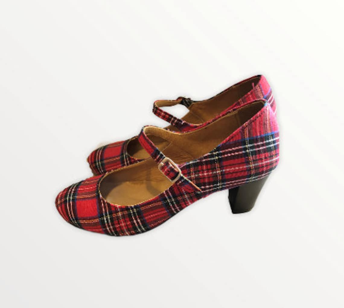 tartan high heels