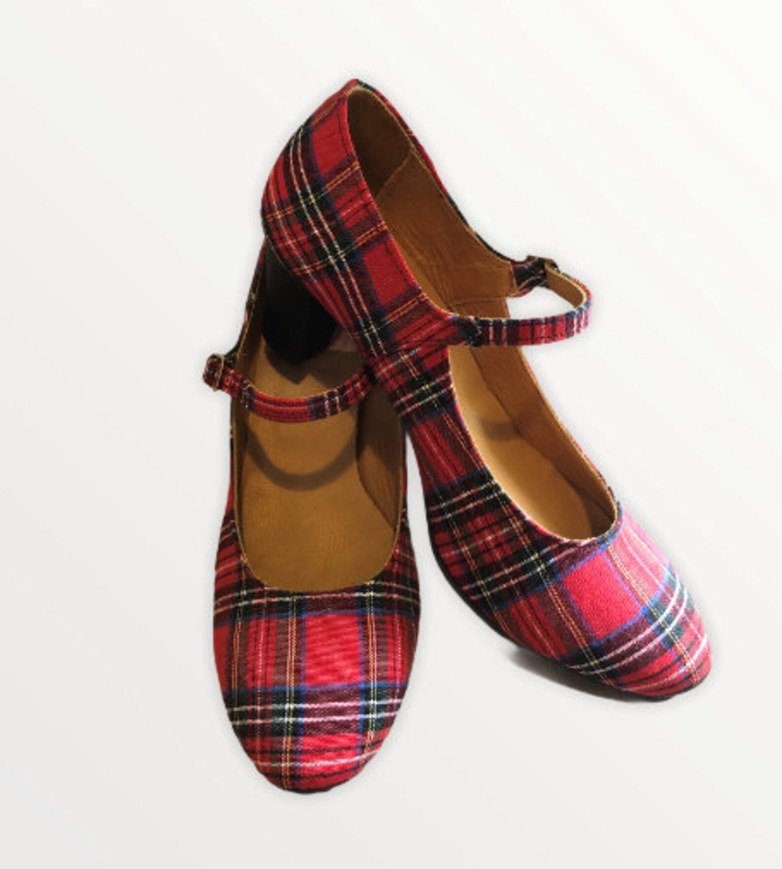 Tartan Heels Handmade Heel Leather Pumps Vintage Shoes - Etsy